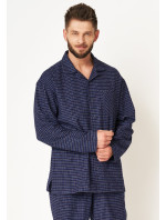 Pánské rozepínací pyžamo Key MNS 457 B24 Flanela dł/r 3XL-4XL