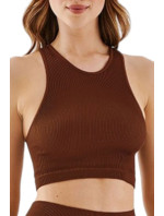 Bezešvá podprsenka Top Halter Rib mocca