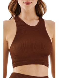 Bezešvá podprsenka Top Halter Rib mocca