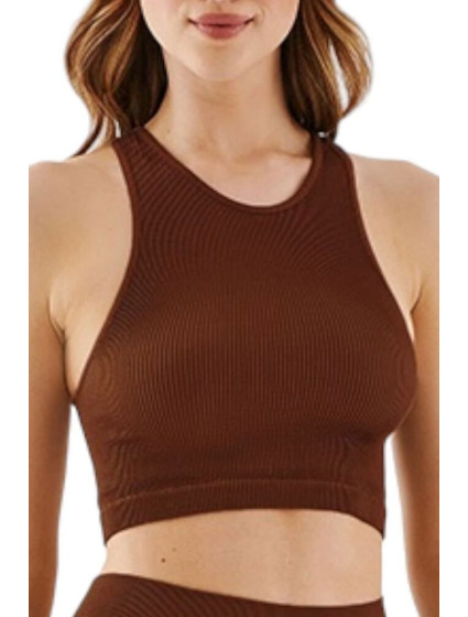 Bezešvá podprsenka Top Halter Rib mocca