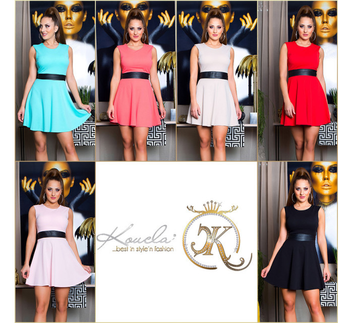 Trendy KouCla Mini Dress with leatherlook