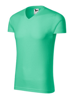 Slim Fit V-neck tričko pánské mátová