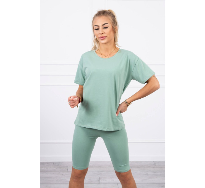 Komplet top+legginsy ciemny miętowy