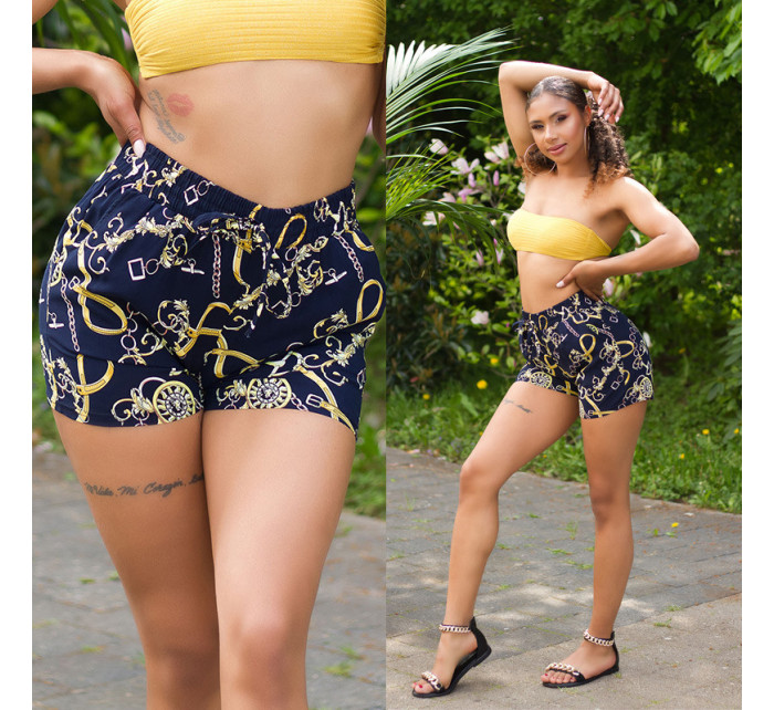 Trendy Highwaist Shorts with chain print