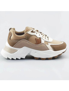 Sneakersy v khaki barvě z různých spojených materiálů (1109)