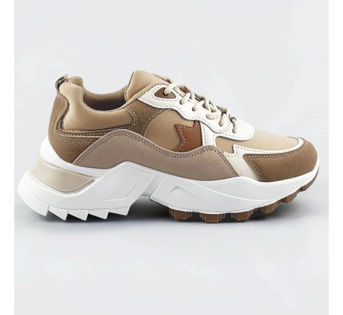 Sneakersy v khaki barvě z různých spojených materiálů (1109)