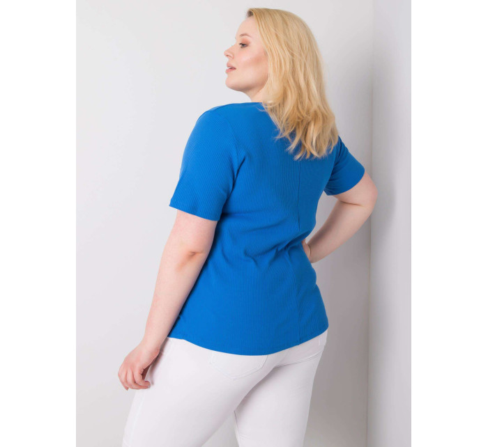 Námořnická modrá halenka plus size s pruhy