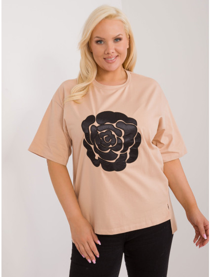 Camel dámská halenka plus size s nášivkou