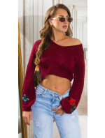 Sexy KouCla Crop knit sweater with patches