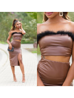 Sexy faux leather Bandeau Crop top