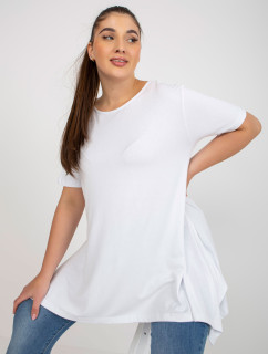 Obyčejná bílá halenka plus size s kulatým výstřihem