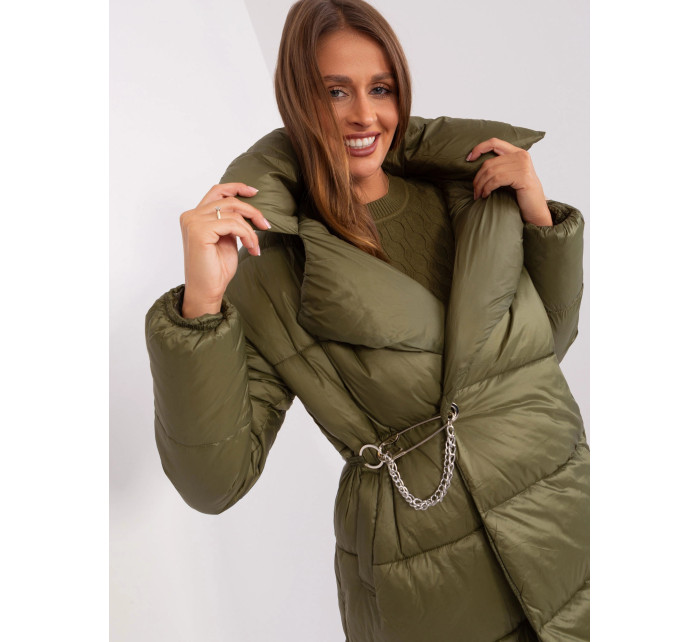 Lehká péřová dámská zimní bunda v khaki barvě model 20500607 - Factory Price