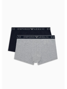 Pánské boxerky 2PACK 111769 3F720 07448 šedo-tm. modré - Emporio Armani