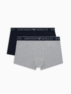 Pánské boxerky 2PACK 111769 3F720 07448 šedo-tm. modré - Emporio Armani