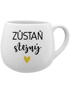 ZŮSTAŇ STEJNÝ - bílý keramický hrníček 300 ml