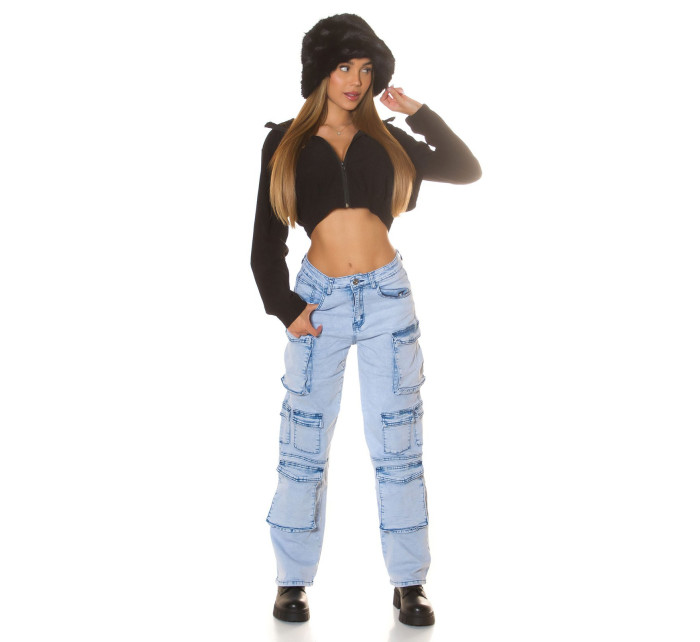 Sexy Musthave Highwaist Cargo Jeans light denim