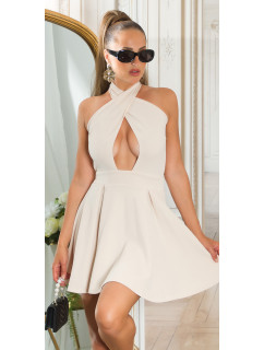 Sexy KouCla neckholder minidress flared skirt