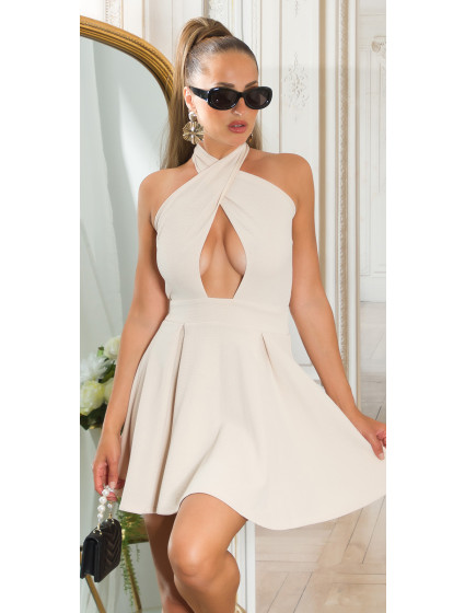 Sexy KouCla neckholder minidress flared skirt