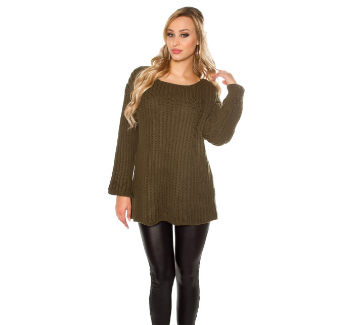 Trendy XXL model 19587881 knit jumper w. lacing in the back - Style fashion