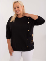 Černá ležérní halenka plus size s nápisem