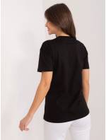 Černé bavlněné tričko s aplikacemi