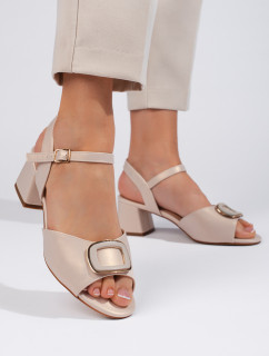 Pohodlné  sandály dámské hnědé na širokém podpatku