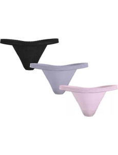 Dámská tanga 3Pack UW0UW05017 0V9 černé/fialové/sv. růžové - Tommy Hilfiger