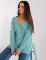 Dámský mint cardigan s kabely