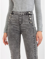 Dámské tmavě šedé úzké džíny s ozdobnými knoflíky