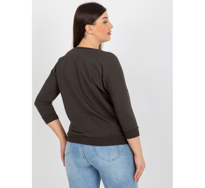 Khaki dámská halenka plus size velikosti s nášivkami