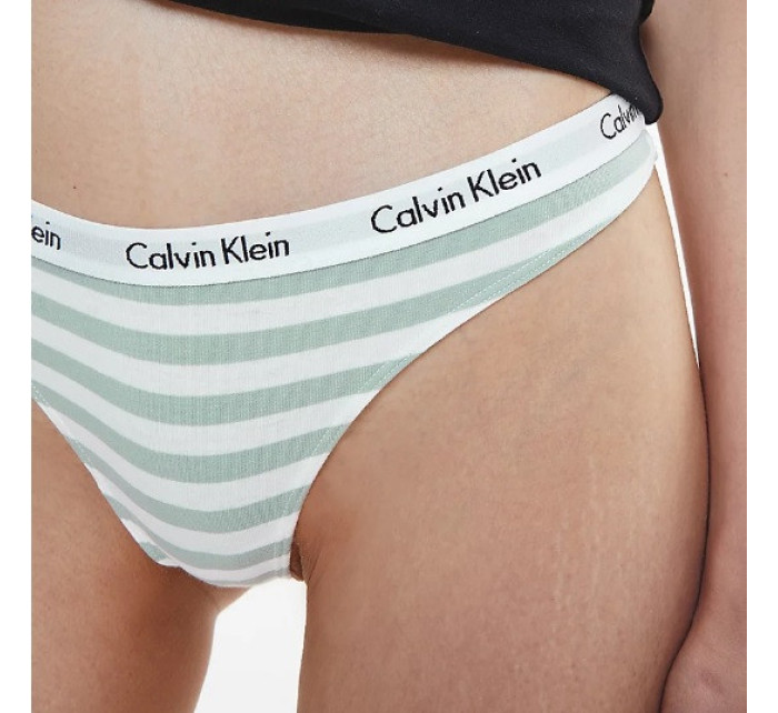 Dámská tanga D1617E 5XD bílá/zelená - Calvin Klein