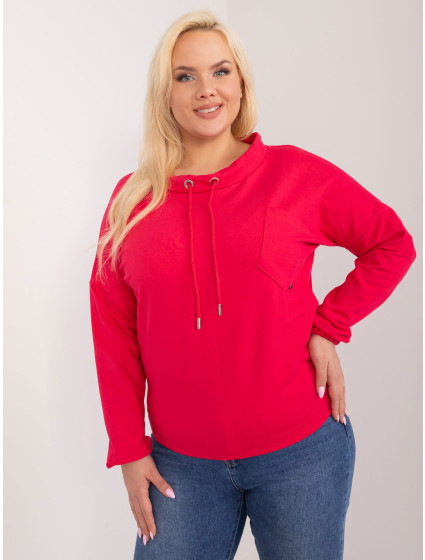 Červená halenka plus size s kapsou