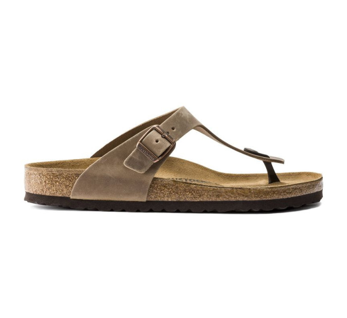 Dámské žabky Birkenstock Gizeh Oiled Leather Tabacco Brown Regular wide (0943811) dámské