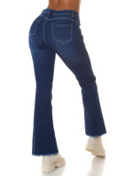 Sexy tmavý denim použitý vzhled flarred Jeans