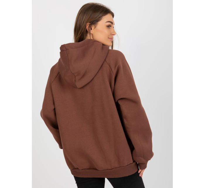 Tmavě hnědá basic oversized mikina s kapucí