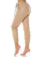 Trendy Highwaist leatherlook pants "Joggerstyle"