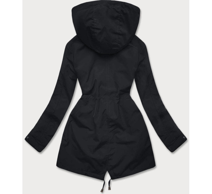 Tenká černá bunda parka s ozdobným lemováním model 18160247 - J.STYLE