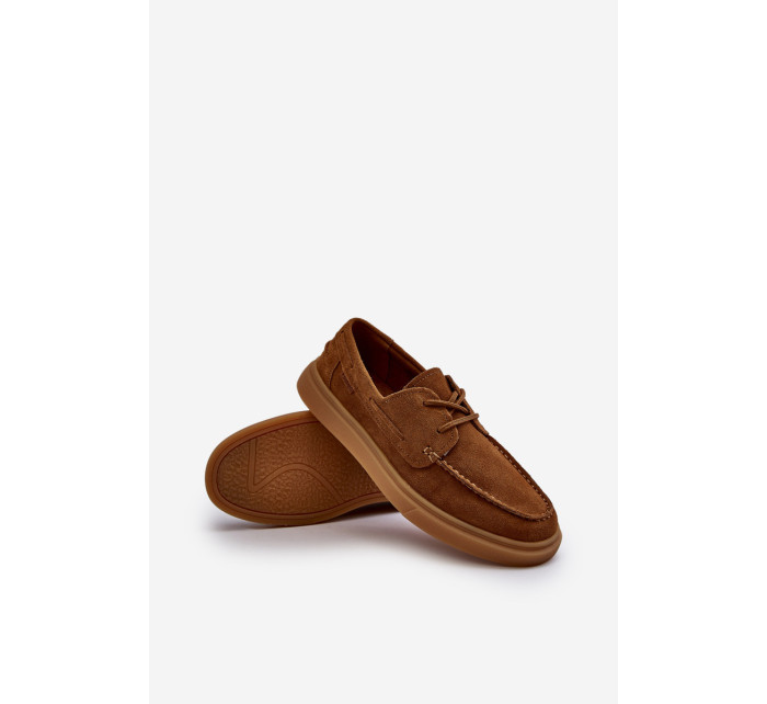 Semišové pánské mokasíny Brogues Big Star Camel