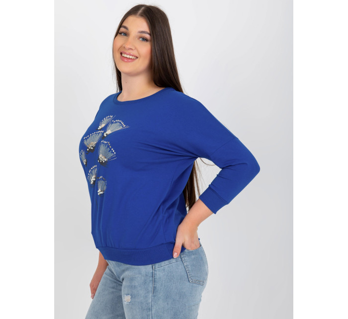 Dámská tmavě modrá halenka plus size s potiskem