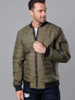 Prošívaná pánská bunda typu "bomber" v khaki barvě model 18344859 - J.STYLE