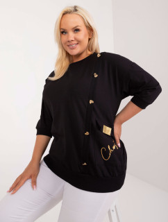 Černá ležérní halenka plus size s nápisem