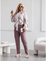 Elegantní dámské kalhoty plus size v barvě cappuccino (728)