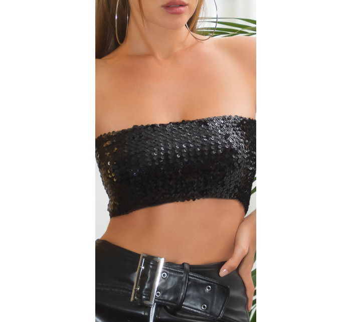 Sexy 2v1 Bandeau Crop Top s flitry a zipem