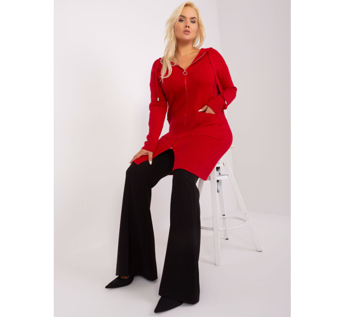 Červený kardigan plus size s viskózou