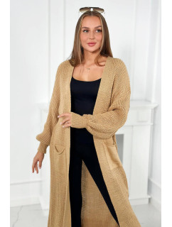 Svetr dlouhý cardigan camel