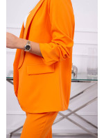 Elegantní set bundy a kalhot oranžové barvy