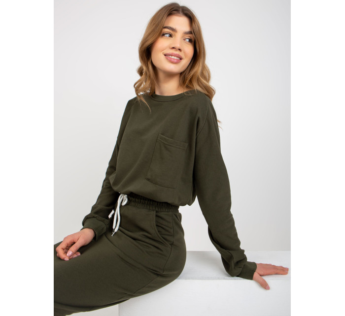 Dámský basic set sukně a mikina - khaki 