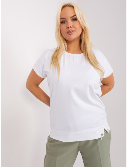 Bílá dámská halenka plus size s krátkým rukávem