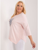 Světle růžová halenka plus size s rozparky