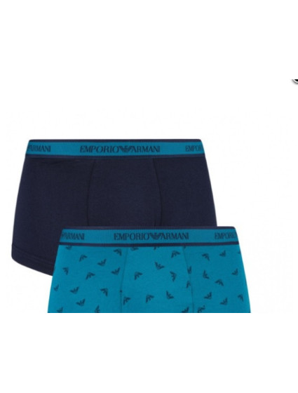 Pánské boxerky 2 pack 111357  tm.modrá/petrolej - Emporio Armani